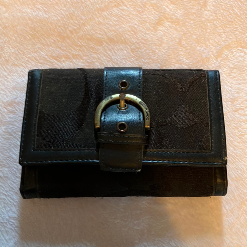 Black coach tri-fold wallet